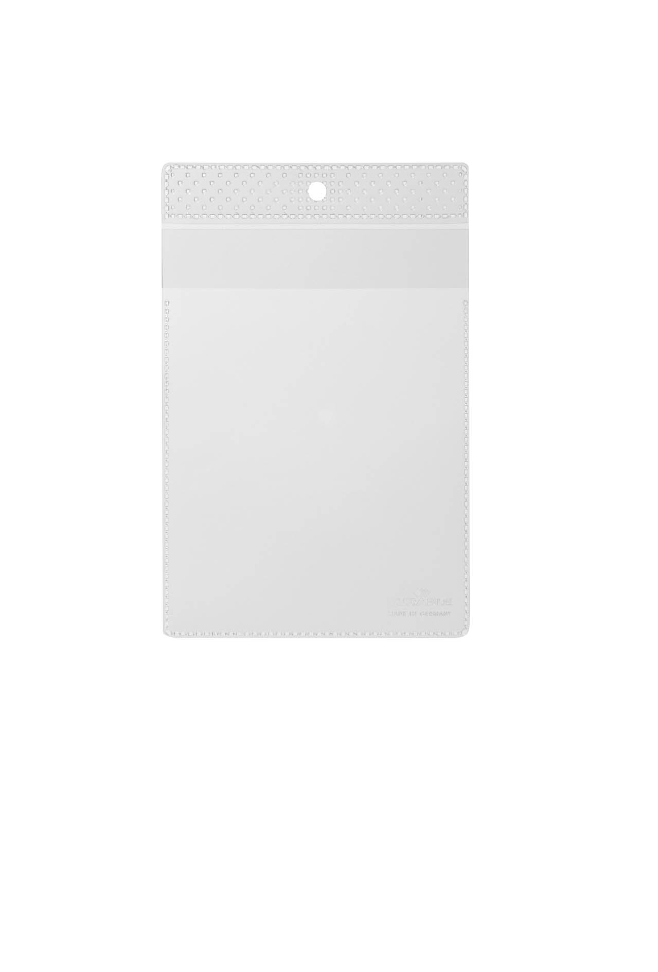 Durable A6 Clear Anti-Tear Display Pockets with Hanging Hole - German Made Top Opening Ticket Holder for Lanyards and Racking - 10 Pack