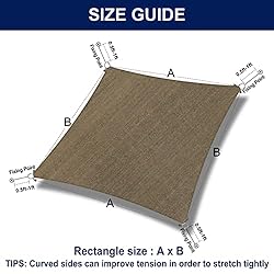 PureFit Rectangle Sun Shade Sails Outdoor 8 x 10 ft