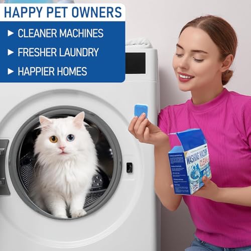 24 Pack Efervescentes Limpiador Tabletas,Descalcificador limpiador lavadora,tablet de limpieza profunda,Limpiador de Lavadora Descontaminación,para lavadoras de carga frontal y superior. (24)