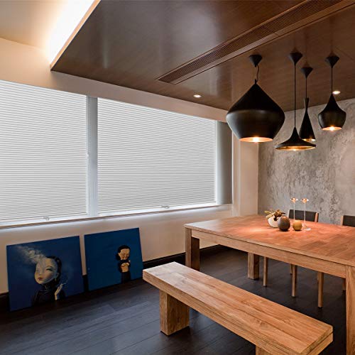 SUNFREE Cordless Cellular Shades Light Filtering Honeycomb Blinds Fabric Window Blinds 46x48, White