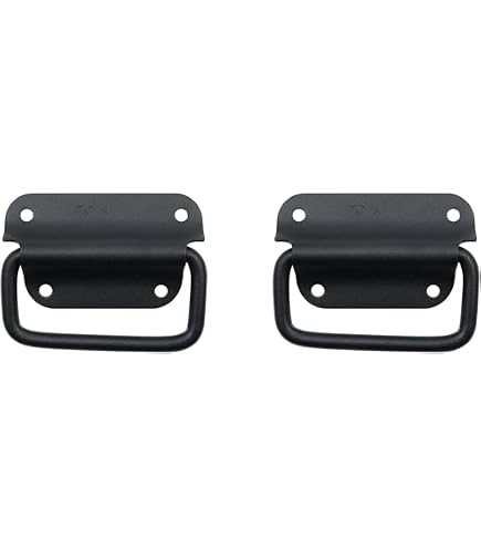 2pcs Black Stainless Steel Folding Pull Handles - 75x60x45mm For Toolboxes & Furniture