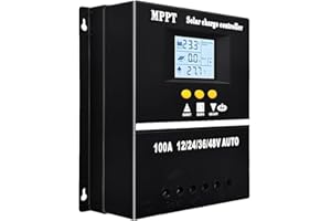 SOGTICPS 100A MPPT Solar Charge Controller 12V 24V 36V 48V LCD Display Battery Intelligent Regulator Max 100V Input Dual USB for Lead-Acid/Lithium…