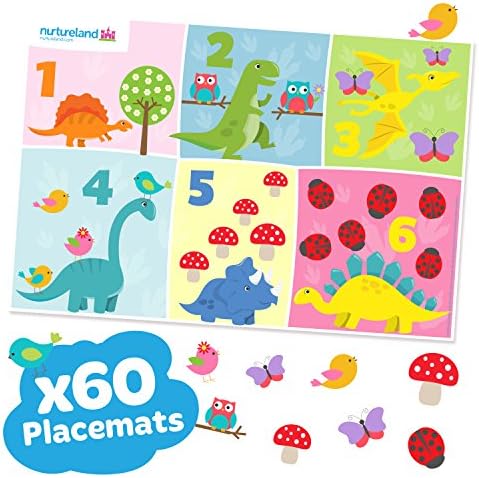 Nurtureland Disposable Baby Placemats used as Topper for Table that Stick like Food Feeding Mats and Cover Eating Place when Outdoor with Toddlers or Clean Child Changing Mat for Floor (Set of 60)