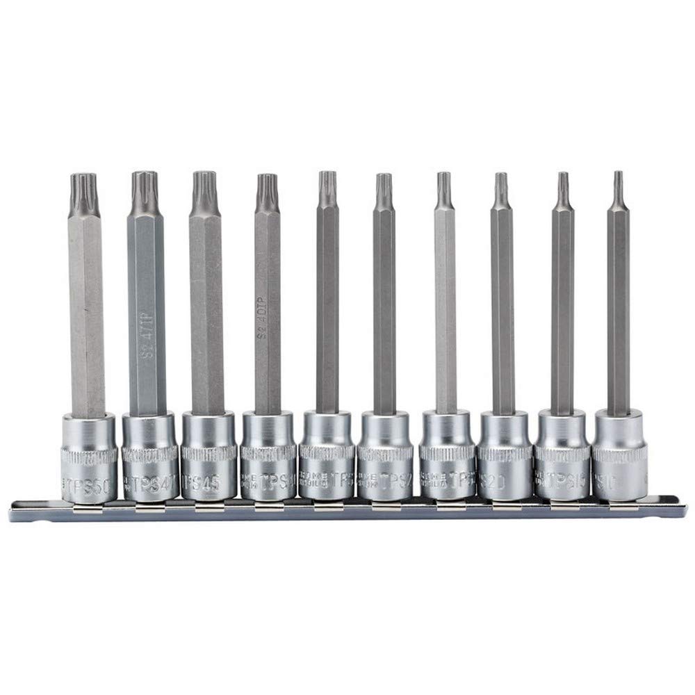 Draper 16340 TX-Star 3/8-Inch Square Drive Plus 100 mm Socket Bit 10-Piece Set,Blue