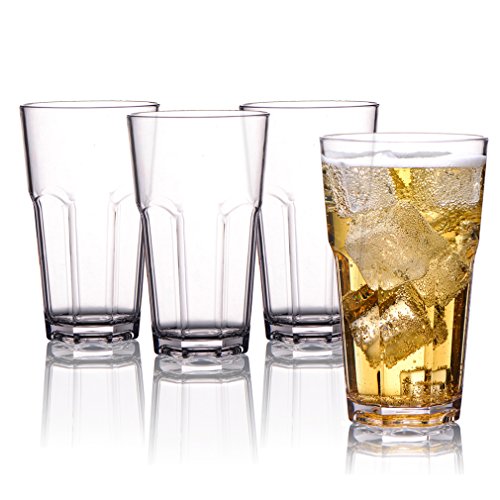MICHLEY Unbreakable Drinking Glasses Set of 4, 12oz Tritan Plastic