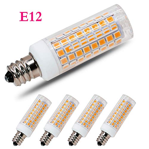 [4-Pack] E12 Led Bulb Candelabra Light Bulbs 8W, 100W (850LM) Equivalent Ceiling Fan Bulbs, Warm White 3000K, LED Chandelier Light Bulbs, LED Candle Bulbs (Base E12) Home Light Fixtures Decorative.