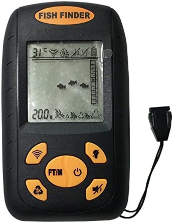 NineFn Portable Fish Finder, Water Depth & Temperature Fishfinder with Wired Sonar Sensor Transducer and LCD Display