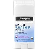 Neutrogena Mineral Ultra Sheer Dry-Touch Face & Body Stick SPF 50 - With Vitamin E - Sun Protection - Zinc Oxide - 42g, White