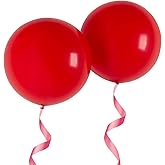 OUPKING 36 Inch Giant Round Balloons Red 6 Packs Latex Balloons for Photo Shoot Wedding Baby Shower Birthday Party Decorations
