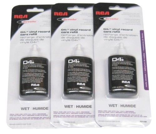 THREE-BOTTLES--RCA-Discwasher-RD1046-125-oz-D4-Vinyl-Record-Cleaning-Fluid-Refills