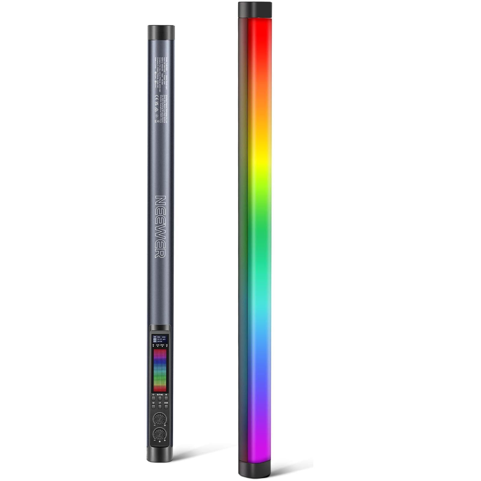 NEEWER TL60 RGB Tube Light, 20W Full Color RGBWW LED Video Lighting Wand Stick for Studio Photography Recording Streaming, APP/2.4G/DMX Control, 7 Pixel Effects 18 Scenes, 2500-10000K CRI97+ TLCI98+