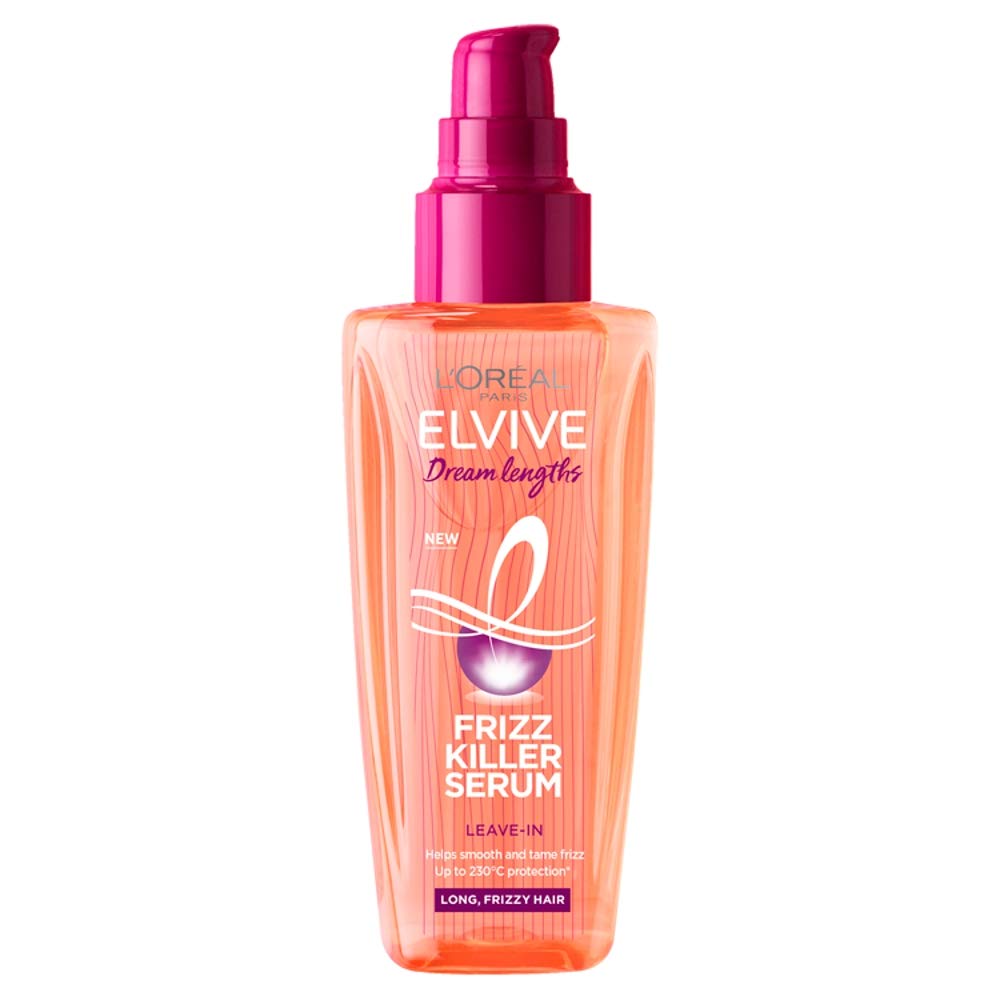L'Oréal Paris Hair Serum For Frizzy Long Hair, Elvive Dream Lengths Frizz Killer Lightweight Serum With 230C Heat Protection, All Day Anti-Frizz And Static Control For Sleeker Managed Lengths, 100ml