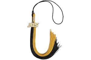 Endea Graduation Double Color Tassel with Gold Date Drop (Black/Bright Gold, 2025)