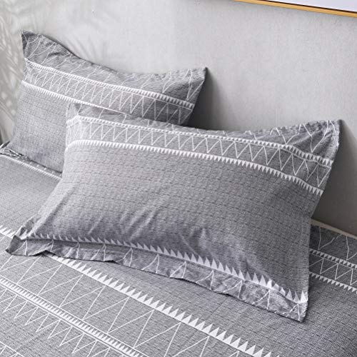 M&Meagle Bohemian Duvet Cover Grey,100% Lightweight Brushed Microfiber Bedding Set with Zipper & Corner Ties for Women & Men's Bedroom-Queen Size(3Pcs,1 Duvet Cover 2 Pillowcases)