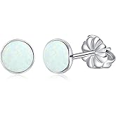 Limerencia Titanium Earrings, White/Blue/Black Opal Stud Earrings, F136 Implant Grade|Suitable for Sensitive Ears of Both Men and Women