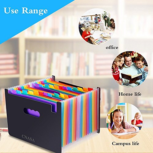 Expanding Files Folder 24 Pockets ,CNASA Large Capacity Expandable Business File Folder Portable Accordion A4 Document Expander Bag Colourful Tabs Wallet Briefcase Office Classroom Use, Self Standing