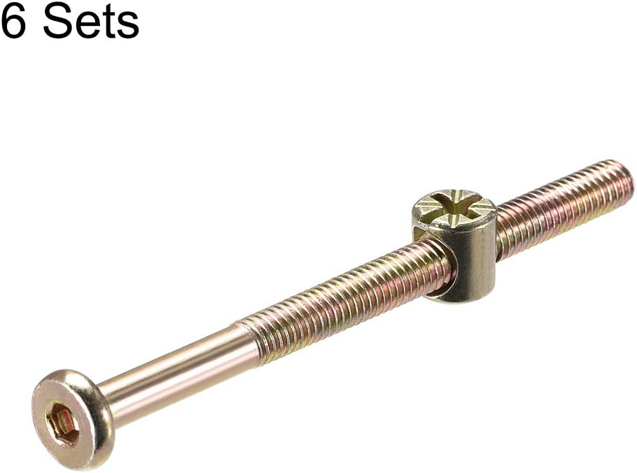 sourcing map M6 x 70mm Furniture Bolts Nut Set Hex Socket Screw with Barrel Nuts Phillips-Slotted Zinc Plated 6 Sets - Image 3