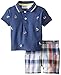 Blueberi Boulevard Baby Boys' 2 Piece Nautical Plaid Short Set, Navy, 6 9 Months