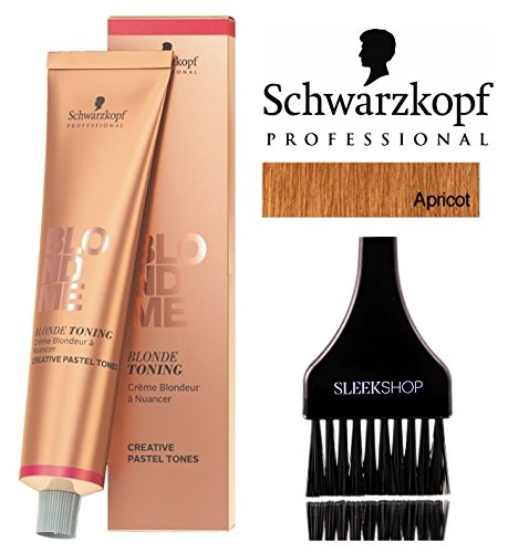 Schwarzkopf Professional Blond Me Blonde Toning (NEW VERSION - 2.1 oz); includes"Sleek Tint Brush" (APRICOT)