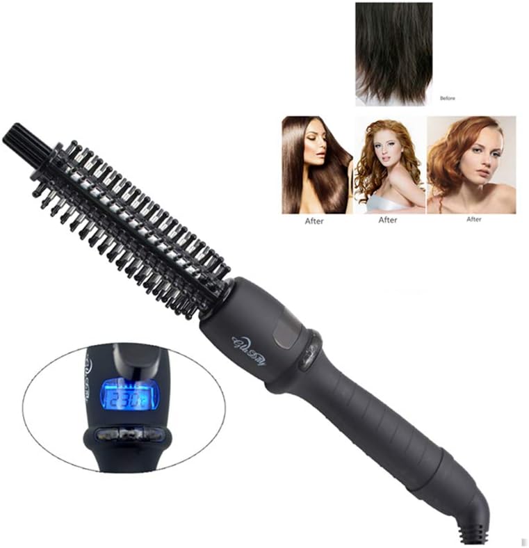KLI Hot Styling Brush Curling Iron Brush Portable Curling Tong Curling Wands for Short and Long Hair Curler Straightener Ceramic Tourmaline Anti-Scald 110-240v,18mm