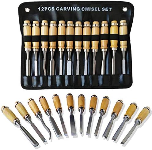 Wood Carving Chisel Set Professional Wood Carving Tools 12 Pieces with Carrying Case