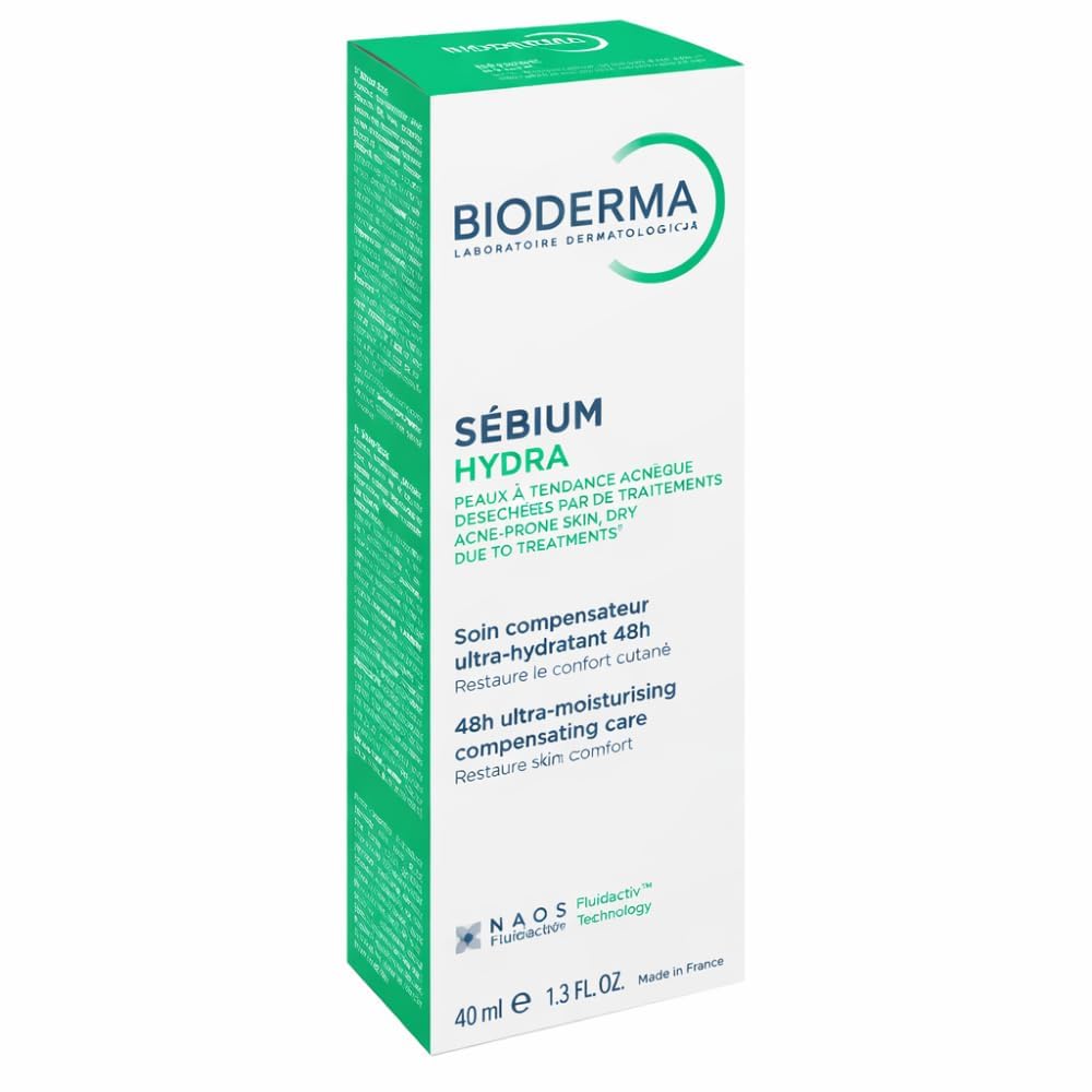 Bioderma Sébium Hydra Ultra-Nourishing Cream - Hydrating Moisturiser for Very Dry Acne Prone Skin, Soothes & Reduces Redness, Suitable for Those on Drying Acne Treatments, 40ml