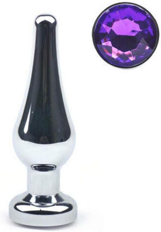BeHorny Jewelled Stone Steel Butt Plug, Tapered Shape, 10 cm, Silver,violet