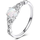 KNTTZZI Opal Ring 925 Sterling Silver Celtic Knot Ring Fire Opal Wedding Engagement Ring for Women