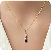 GolbalJew Empath Protection Healing Crystal Necklaces for Women Stone Beads Pendant Necklace, Black Tourmaline, Amethyst, Rose Quartz, Hematite Jewelry Gifts