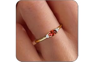 Lunvky 14k Gold Plated Birthstone Rings for Women Mother Dainty Cute Stackable Rings Non Tarnish Thumb CZ Emerald Green Gemstone Pinky Ring Jewelry Birthday Gift for Mom Daughter Band Size 6-11