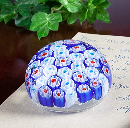 Collectible Millefiori Handmade Glass Paperweight, Beautiful Office Decor, Decorative Art Glass, Colorful Flower Paper Weight