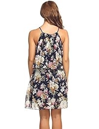 BURLADY Vestido de verano para mujer, diseño floral, sin mangas, casual