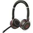 Jabra Evolve 75 UC Stereo Wireless Bluetooth Headset / Music Headphones Including Link 370 (U.S. Retail Packaging), Black (Renewed)