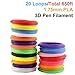 3D Pen Filament Refills, PACKGOUT 1.75 mm Glowing in The Dark Color PLA Filament, 30 Colors 600 Feet (No Odor and Fumes)