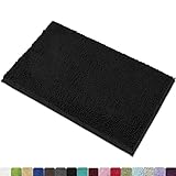 MAYSHINE 20x32 Inches Non-Slip Bathroom Rug Shag Shower Mat Machine-Washable Bath Mats with Water Absorbent Soft Microfibers of - Black