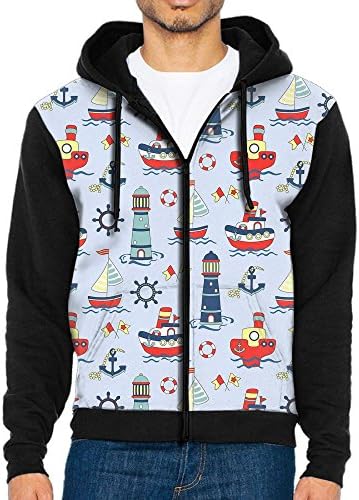 Love The Sea Comfort Loose Hooded Sweatshirts Dailywear Jackets Zippered Closure Hoodies For Men Medium