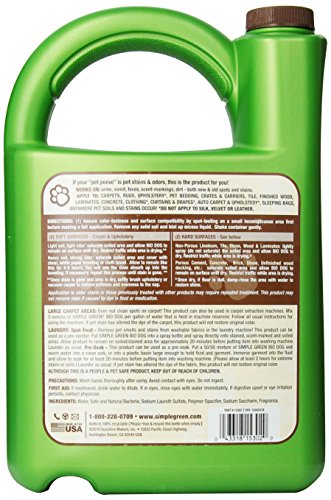 Simple Green Bio Active Stain and Odor Remover Gallon Refill for Dog - Non-Toxic, Pet and People Safe
