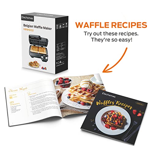 Elechomes Waffle Maker with Removable Plates, 4Slice Belgian Waffle