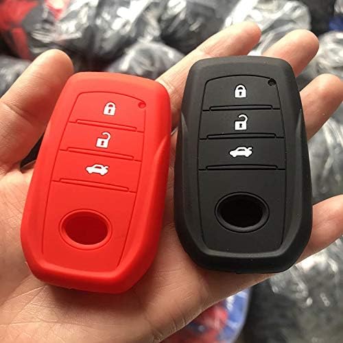 Fricgore - 1Pc Car Key Cover Protector_Silicone Car Key FOB Case cover holder for Toyota Avalon Corolla Yaris Hilux Vitz Rav4 Aqua Camry auris keyless remote Protected - (Color Name:Black)