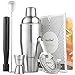 VonShef Manhattan Cocktail Shaker Set with Recipe Guide, Stainless Steel, Includes Twisted Bar Spoon, Hawthorne Strainer, 0.5 Ounce 1 Ounce Measuring Jigger, Wooden Muddler, 19 Ounce Shaker