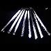 Topist Falling Rain Decoration Lights, Waterproof LED Meteor Shower Lights with 30cm 8 Tube 144 LEDs, Icicle Snow Fall String Cascading Lights for Party, Holiday, Xmas Tree, Garden Decoration (White)