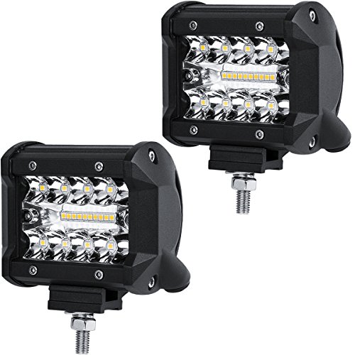 LED Light Pods, DJI 4×4 2Pcs 4” 120W Triple Row LED Light Bar Off Road OSRAM LED Cubes Work Light Spot Flood Combo Beam Driving Fog Lights for Trucks Boat Jeep UTV ATV Motorcycle, 2 Years Warranty