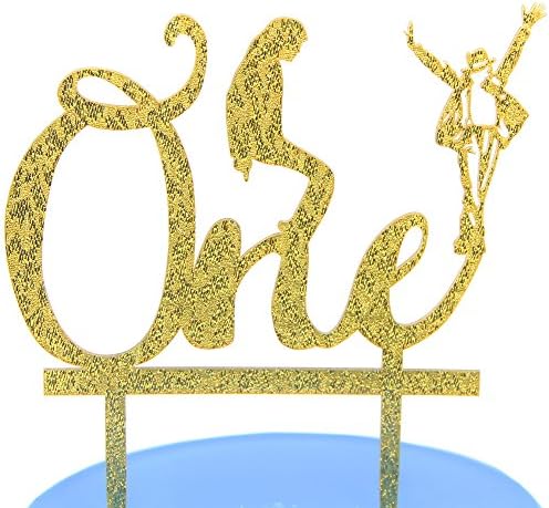 Acrylic One Gold Michael Jackson Birthday Cake Topper - 1st First Birthday Party Supplies