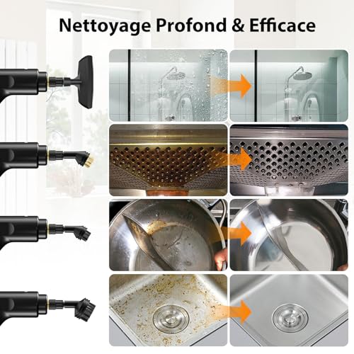 Nettoyeur Vapeur, Nettoyeur Vapeur Portable, Chauffe Rapide en 15s, 3 Niveaux de Réglage, 1,4L Steam Cleaner, Nettoyeur Vapeur Haute Pression Pour Maison, Cuisine, Salle de Bain, Auto, Sols, Meubles