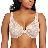Glamorise Women's Front Close Stretch Lace Wonderwire Bra, Cafe, 44D