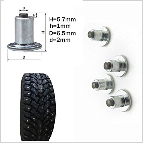 100 pcs/lot Universal Car Tires Studs Spikes Wheel Tyres Snow Chains 6.5mm Studs For Motorcycle Car Vehicle Truck Tires Winter Tape mounting tool(6.5×5.7MM)