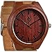 Wood Grain Handmade Mens Red Sandalwood Natural Wooden Watch with Genuine Brown Leather Band