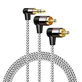 3.5mm to RCA,CableCreation 6ft Angle 3.5mm Male to 2RCA Male Auxiliary Stereo Audio Y Splitter Gold-Plated for Smartphones, MP3, Tablets, Speakers,Home Theater,HDTV,2M