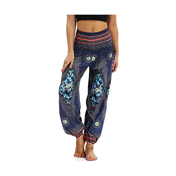 Nuofengkudu Mujer Pantalones Harem Tailandes Hippies Vintage Boho Flores Verano Alta Cintura Elastica Casual Danza Yoga… | DeHippies.com