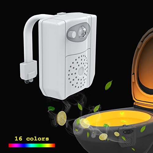 GLAWEE Toilet Night Light with Function of Aromatherapy and UV Sterilizer, Motion Activated, 16-Colors of LED Light for Toilet Bowl